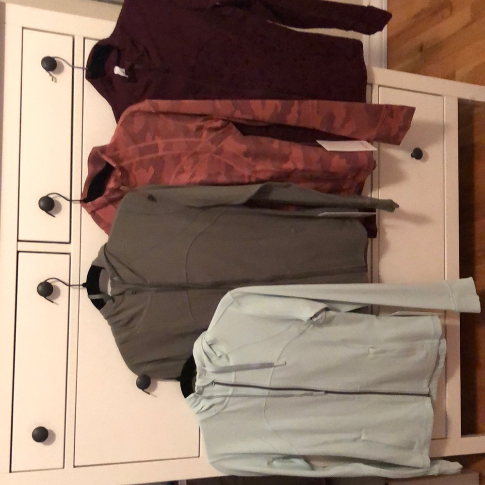 FOUR size 8 define jackets (3 NWT): Del. Mint, Green Twill, Rose Camo, Flocked